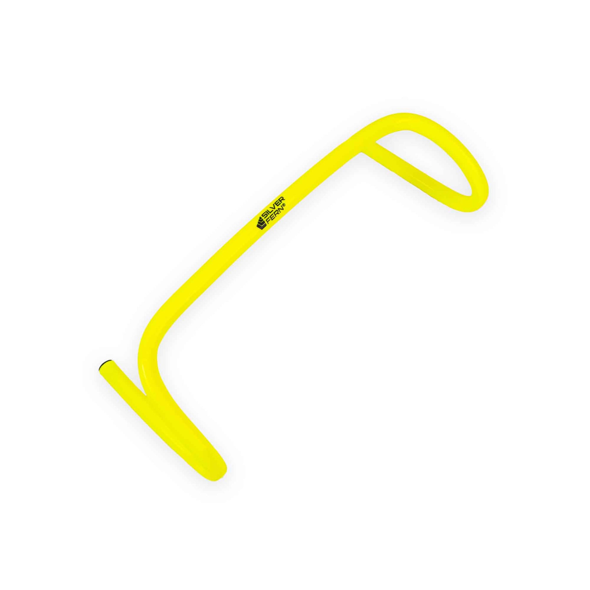 A Yellow Agility Hurdle, white background.