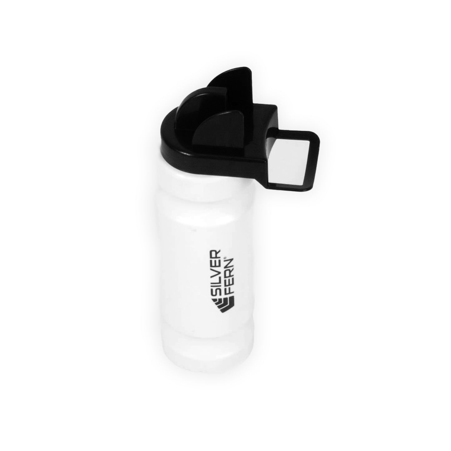 White Drink Bottle with Hygiene Lid on White Background