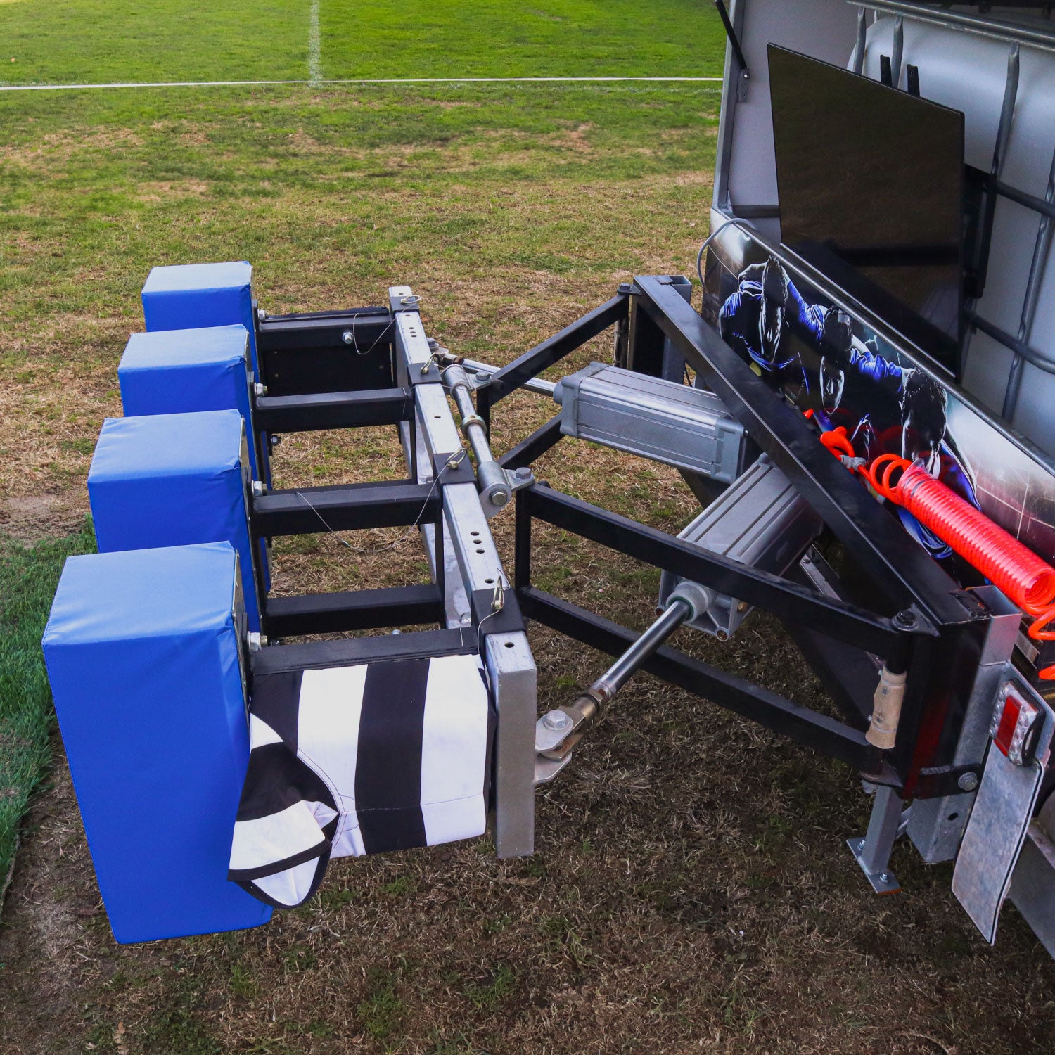 Silver Fern Live Scrum Machine attached to a Trailer.