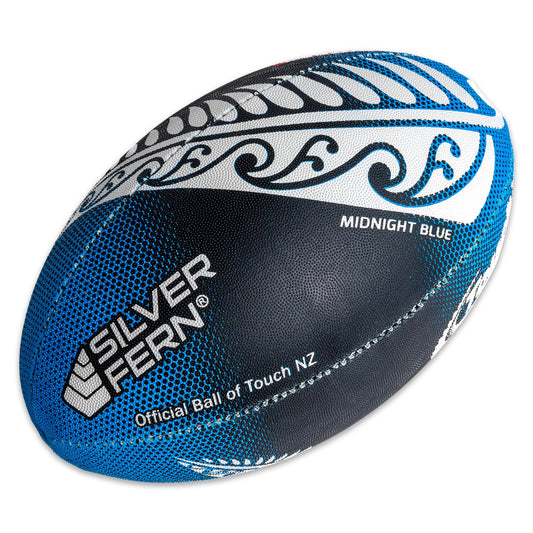 Midnight Blue and Black Touch Rugby Ball White Background