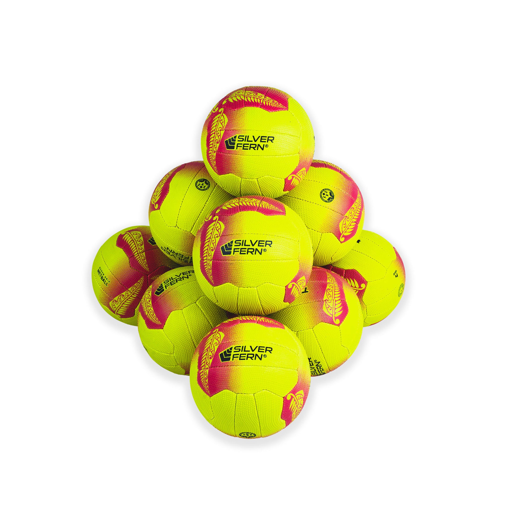 10 Ball Pack Netball Tui Yellow/Pink Size 4