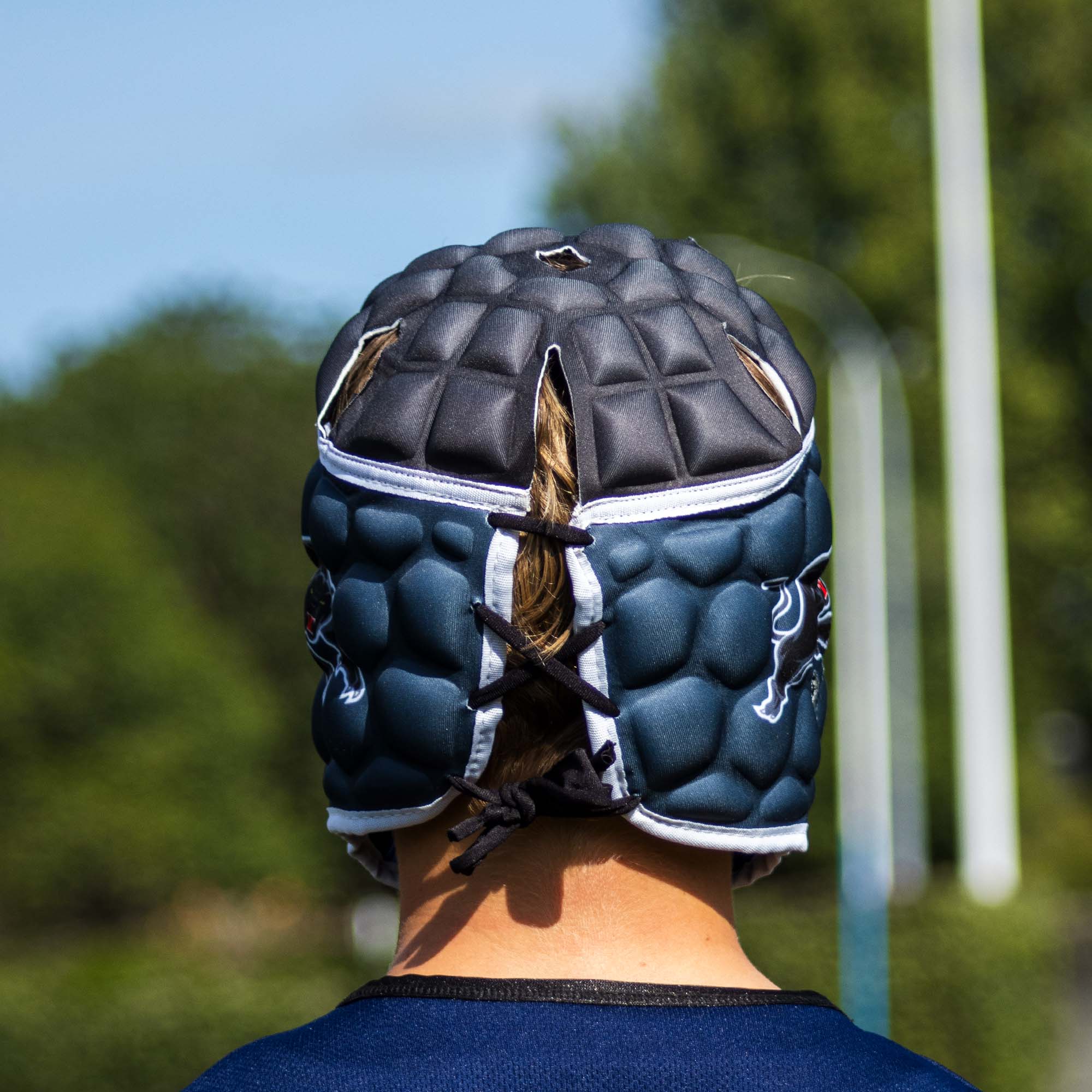 Official NRL Headgear, Penrith Panthers, lifestyle image, back.