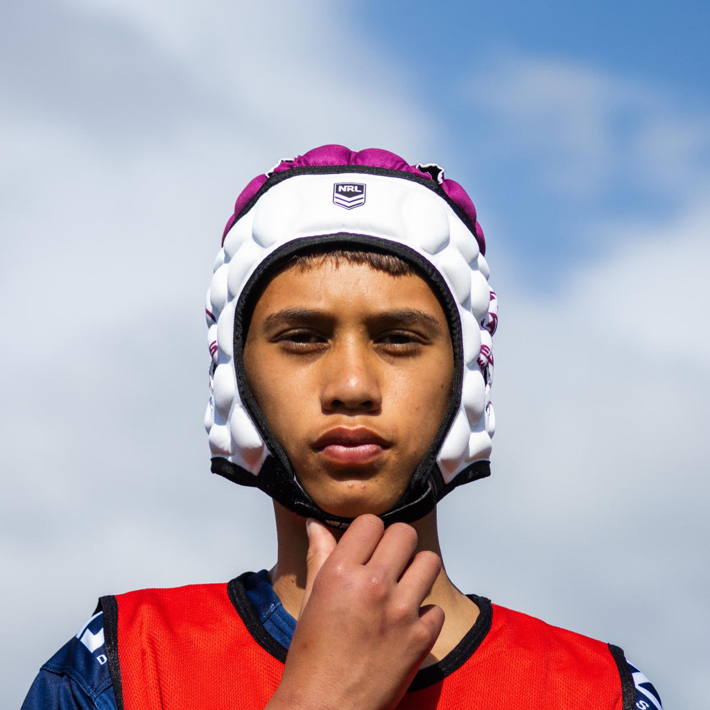 Official NRL Headgear, Manly Warringah Sea Eagles, lifestyle image, front.