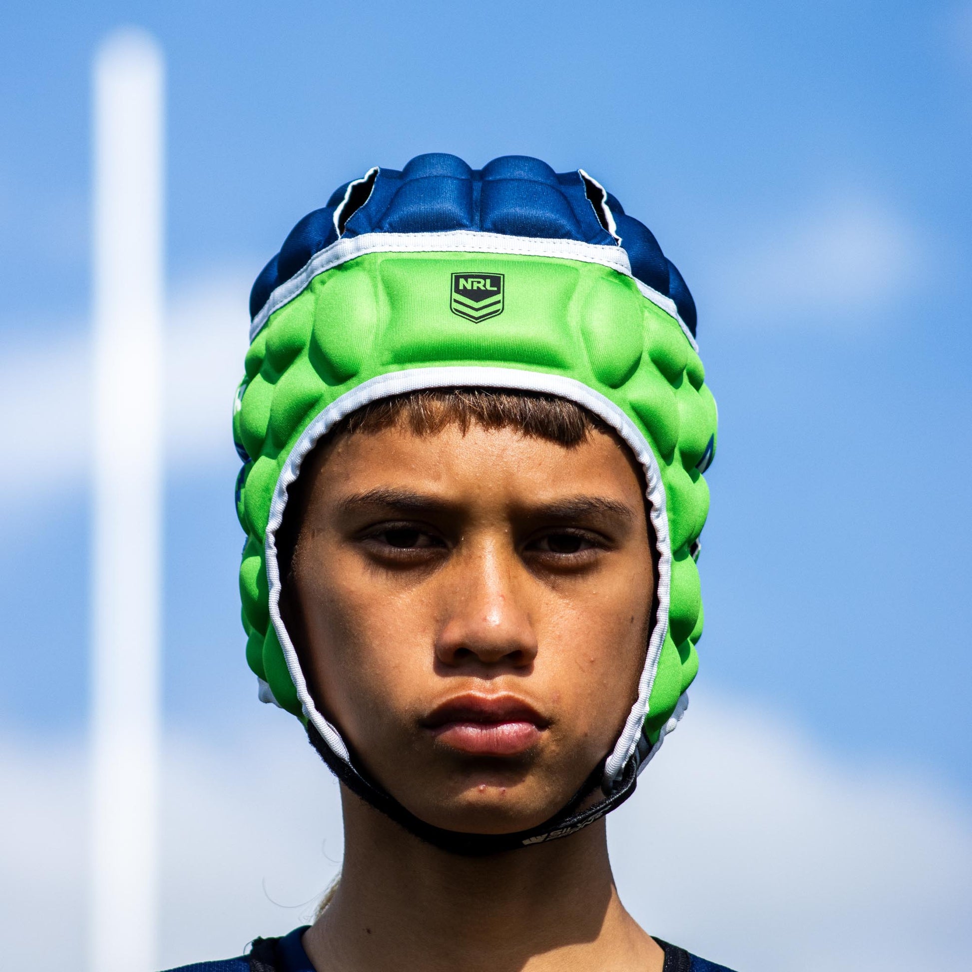 Official NRL Headgear, Canberra Raiders, lifestyle image, front.