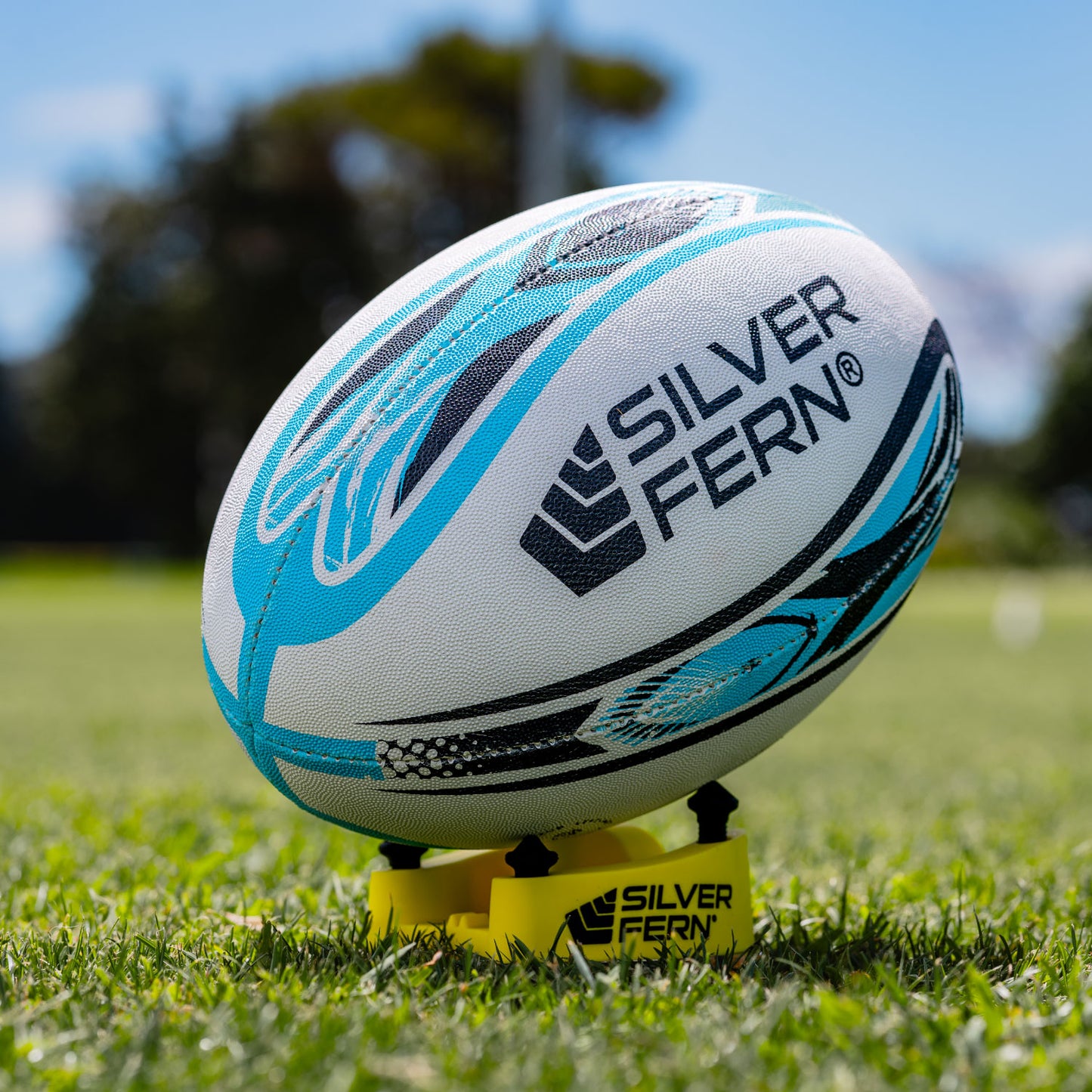 Silver Fern Rugby League Trainer Ball Club Size 5, lifestyle shot