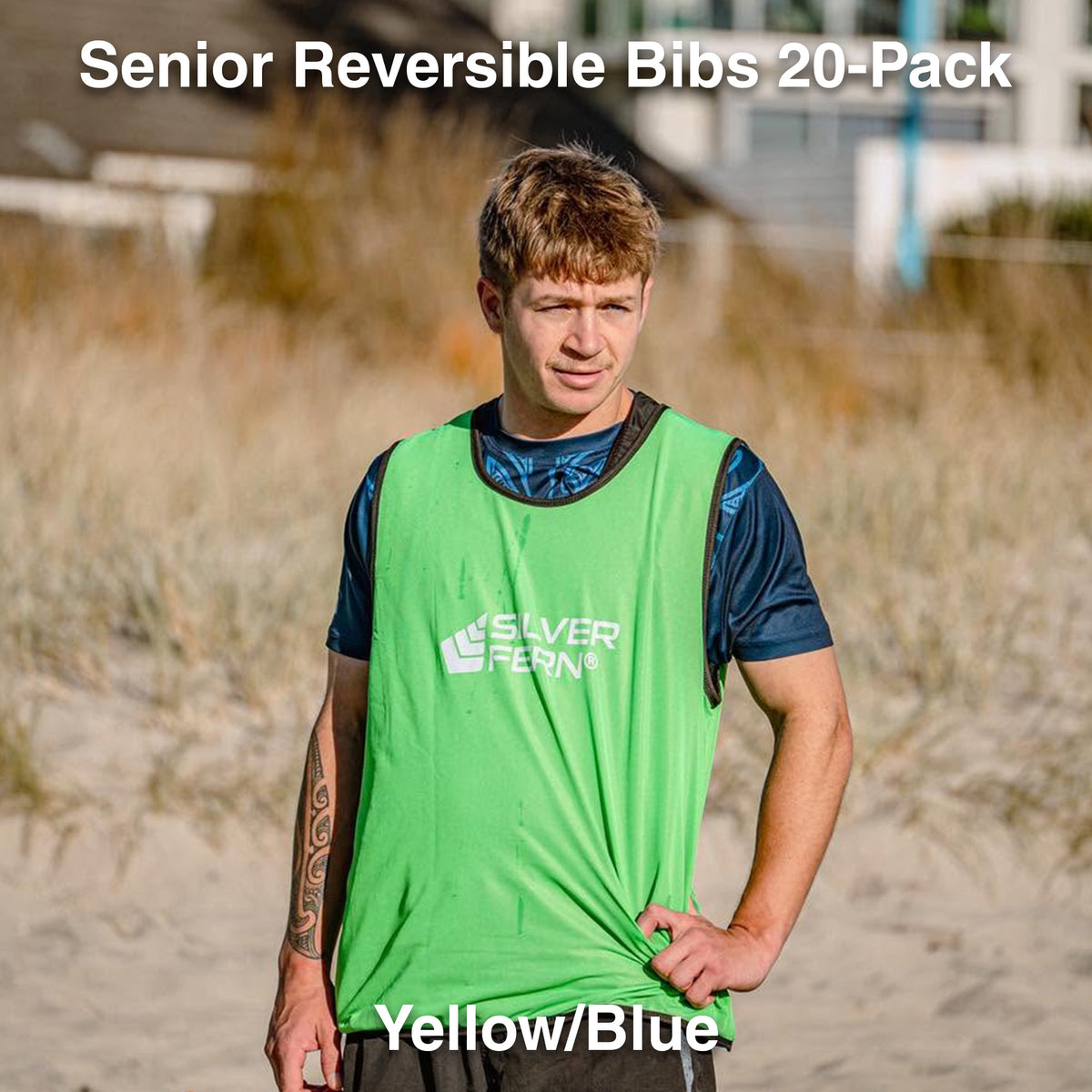 NSW Senior Reversible Bib - 20-Pack (Yellow/Blue)