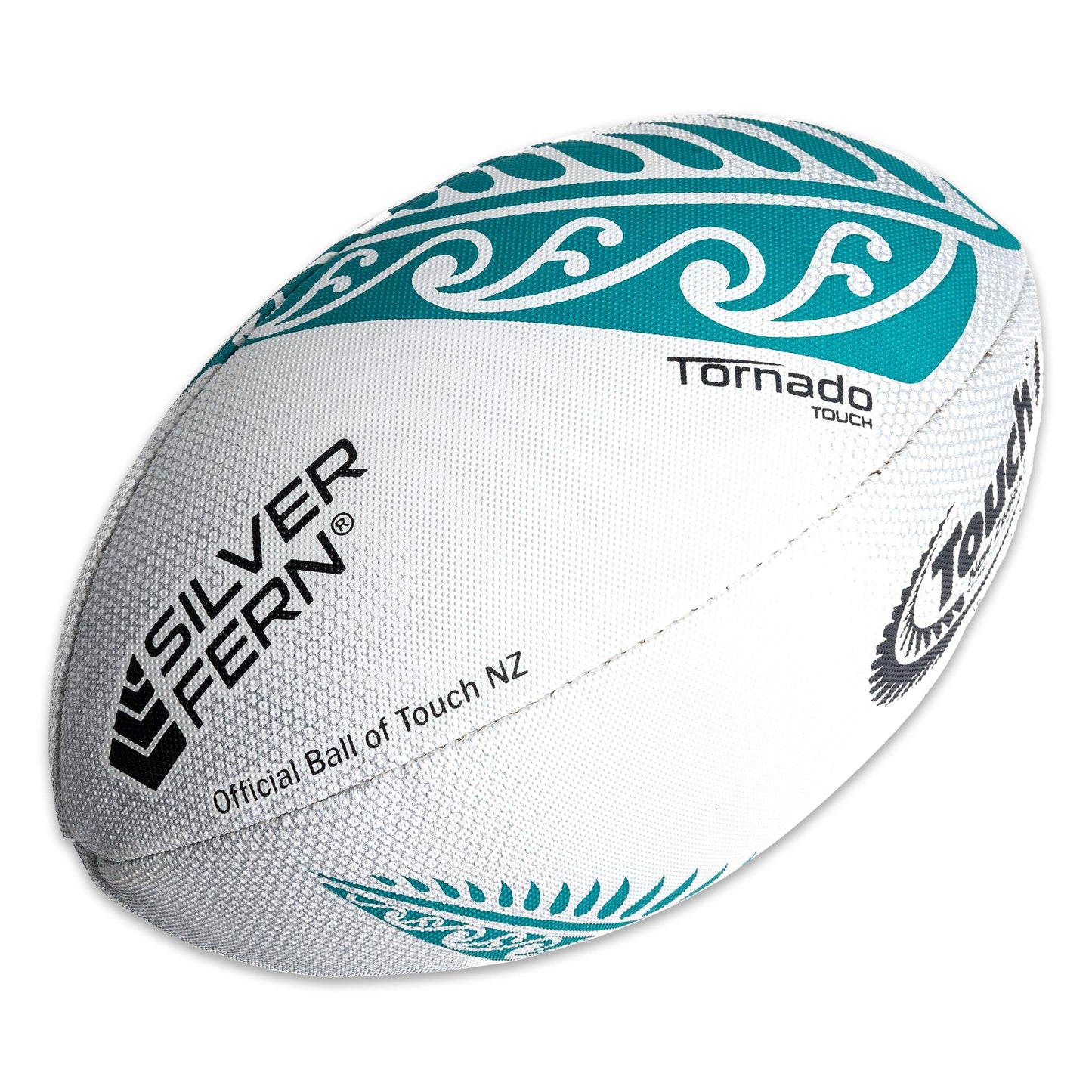 Green and White Tornado Match Touch Rugby Ball